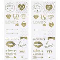 Hobby stickers - Love - 28x - goud - vel 10 x 24 cm - liefde - valentijn - thumbnail