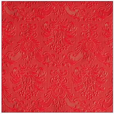 Servetten Luxe - 15x stuks - 40 x 40 cm - rood - barok patroon - 3 laags