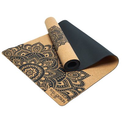 Yoga Design Lab Yogamat Kurk Mandala Zwart 3.5 mm - 178 x 61 cm