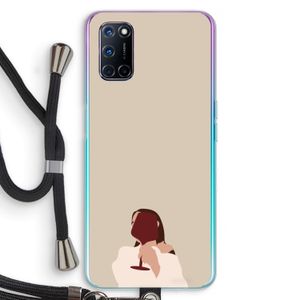 I drink wine: Oppo A52 Transparant Hoesje met koord