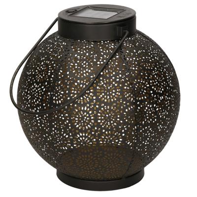 Solar lantaarn - zwart - cirkels - 19 cm - tafellamp - zonne-energie - tuinverlichting