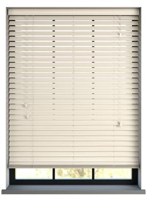 Sunwood houten jaloezie met koord - gloss beige