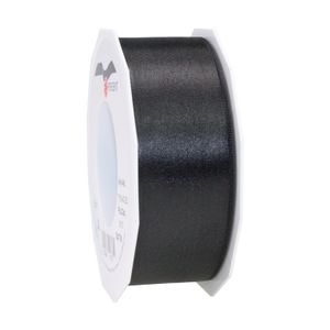 1x Luxe zwarte satijnen lint rollen breed 4 cm x 25 meter cadeaulint verpakkingsmateriaal   -