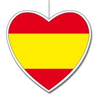 Spanje thema hangdecoratie hartje - 14 cm - landen vlaggen decoratie - Spaans