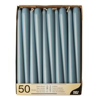 50x stuks dinerkaarsen ijs blauw 25 cm   - - thumbnail