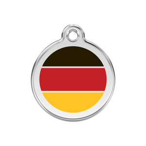 German Flag roestvrijstalen hondenpenning medium/gemiddeld dia. 3 cm - RedDingo