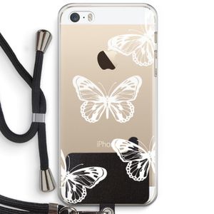 White butterfly: iPhone 5 / 5S / SE Transparant Hoesje met koord