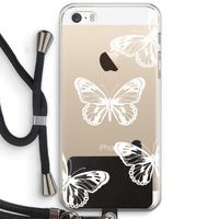 White butterfly: iPhone 5 / 5S / SE Transparant Hoesje met koord