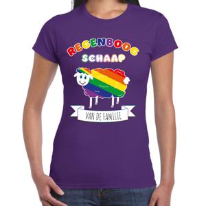 Gay Pride T-shirt voor dames - regenboog schaap - paars - LHBTI 2XL  -