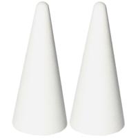 Piepschuim kegel - 2x - wit - H21 cm - styropor vormen - Hobby/diy - knutselmateriaal Piepschuim kegel - 2x - wit - H21 cm - styropor vormen - Hobby/diy - knutselmateriaal