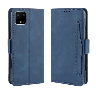 Voor Google pixel 4 XL portemonnee stijl huid voelen kalf patroon lederen draagtas met aparte kaartsleuf (blauw)
