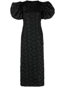 ROTATE BIRGER CHRISTENSEN robe mi-longue à fleurs en jacquard - Noir