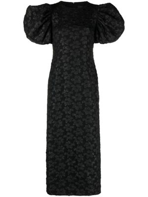 ROTATE BIRGER CHRISTENSEN robe mi-longue à fleurs en jacquard - Noir