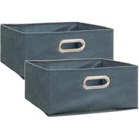 Set van 2x stuks opbergmand/kastmand 14 liter grijsblauw linnen 31 x 31 x 15 cm