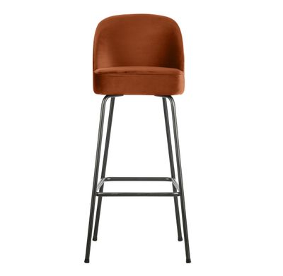 WOOOD Barstoel 'Vogue' Velvet, kleur Roestbruin (zithoogte 79cm)