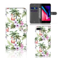 Apple iPhone 7 Plus | 8 Plus | Telefoonhoesje | Met pasjeshouder | Flamingo Palms
