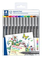 Fineliner Staedtler Pigment 308 0,5mm set ÃƒÆ' 12 kleuren