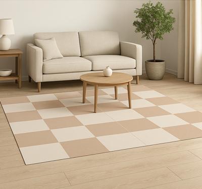 Beige geruit patroon vinyl tapijt vierkant