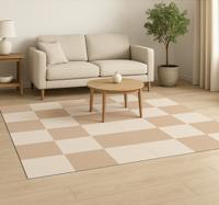 Beige geruit patroon vinyl tapijt vierkant
