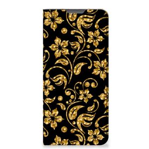 Motorola Moto E32 | Moto E32s Smart Cover Gouden Bloemen