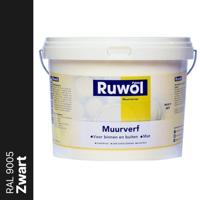 Ruwol Muurverf binnen en buiten Mat Zwart (RAL 9005) 5 liter