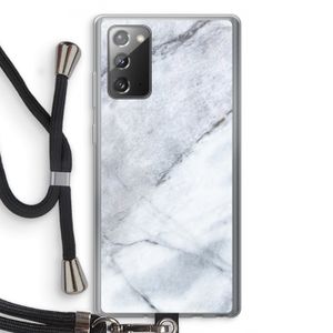 Witte marmer: Samsung Galaxy Note 20 / Note 20 5G Transparant Hoesje met koord