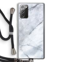 Witte marmer: Samsung Galaxy Note 20 / Note 20 5G Transparant Hoesje met koord