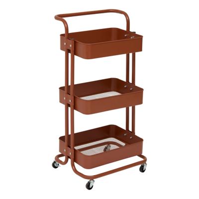 5Five Trolley - terracotta - 3 laags - 45 x 36 x 86 cm - mesh metaal - keuken/badkamer trolley