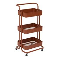5Five Trolley - terracotta - 3 laags - 45 x 36 x 86 cm - mesh metaal - keuken/badkamer trolley