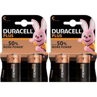 4x Duracell C Plus batterijen alkaline LR14 MN1400 1.5 V - thumbnail