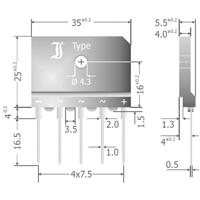 TRU COMPONENTS TC-DBI25-16A Bruggelijkrichter SIL-5 1600 V 25 A Driefasig