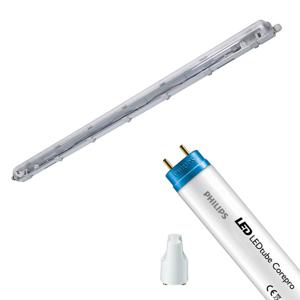 LED Waterdichte TL Armatuur met T8 Buis - Velvalux Strela - 120cm - Enkel - Koppelbaar - Waterdicht IP65 - Philips -