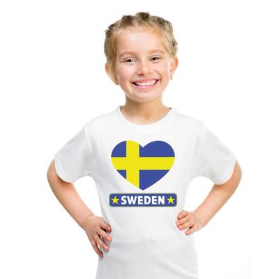 Zweden Supporters t-shirt - kinderen - hartjes vlag - wit - korte mouwen - sport - kleding Zweden Supporters t-shirt - kinderen - hartjes vlag - wit - korte mouwen - sport - kleding