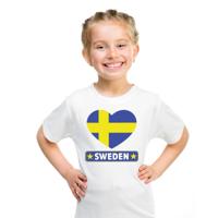Zweden Supporters t-shirt - kinderen - hartjes vlag - wit - korte mouwen - sport - kleding