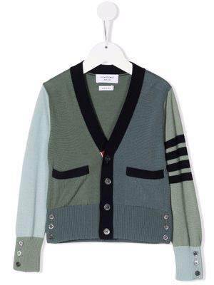 Thom Browne Kids cardigan en laine à design colour block - Vert