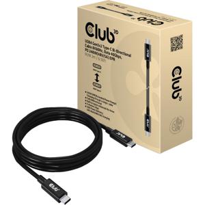 CLUB3D USB4 Gen3x2 Type-C Bi-Directional Cable 8K60Hz, Data 40Gbps, PD 240W(48V/5A) EPR M/M 2m / 6.56ft