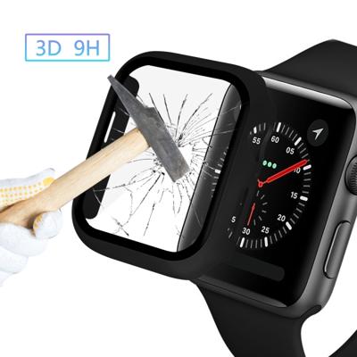 ENKAY Hat-Prince volledige dekking PC Case + gehard glas beschermer voor Apple Watch serie 5/4 40mm (zwart)