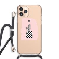 Zwart-wit cactus: iPhone 11 Pro Max Transparant Hoesje met koord