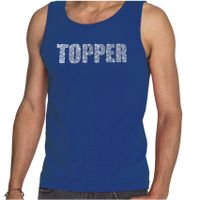 Glitter tanktop blauw Topper rhinestones steentjes voor heren - Glitter tanktop/ outfit - thumbnail