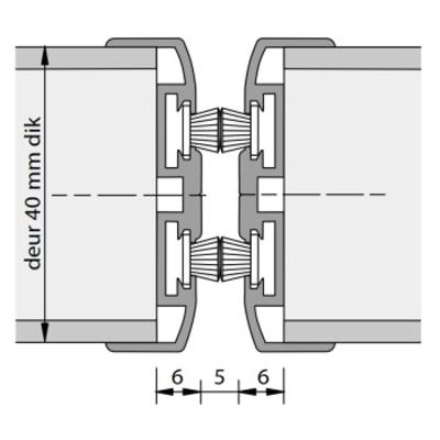 Alprokon rook-/tochtwerend profiel - uitvoering 3110 - deurdikte 40 mm - 2400 mm