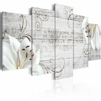 Schilderij - Witte Lelies op hout, houtlook,   5luik - thumbnail
