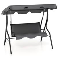 Hollywoodschommel voor Drie Personen Tuinschommel met Verstelbaar Zonnescherm en Afneembare Bekleding