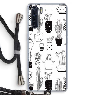 Cactusmotief: Oppo A91 Transparant Hoesje met koord