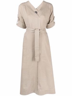 Lorena Antoniazzi robe mi-longue à taille ceinturée - Tons neutres