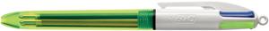 Bic Colours Fluo 4-kleurenbalpen, medium, 3 klassieke inktkleuren en een markeerstift fluo geel