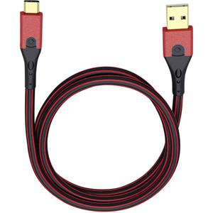 USB 3.2 Gen 1 (USB 3.0) [1x USB 3.2 Gen 1 stekker A (USB 3.0) - 1x USB-C stekker] 0.50 m Rood/zwart Vergulde steekcontacten Oehlbach USB Evolution C3