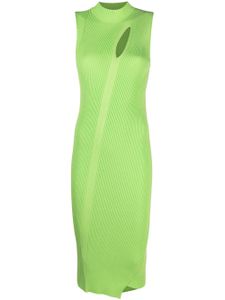 Versace robe mi-longue Slashed à col roulé - Vert