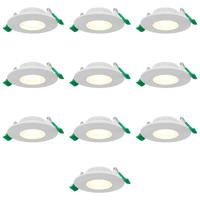 Set van 10 Prado dimbare LED Inbouwspots - 6 watt 570 lumen - CCT instelbare lichtkleur 2700K/4000K/6000K - Lage inbouwdiepte 25 mm - rond - IP44 voor binnen en buiten - Wit