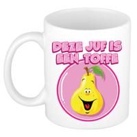 Cadeau koffie/thee mok voor Juf - wit - toffe Juf - keramiek - 300 ml