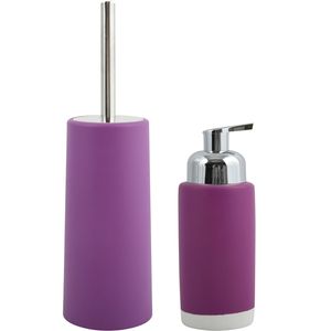 MSV Badkamer accessoires set - paars - zeeppompje/toilet/wc-borstel